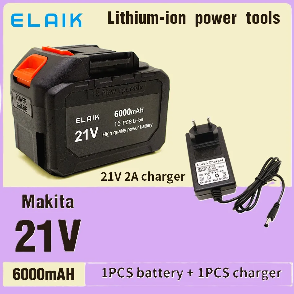 

Suitable for Makita power tools 18V21V4A6A Electric screwdriver Electric drill Lithium ion battery + replacement battery charger