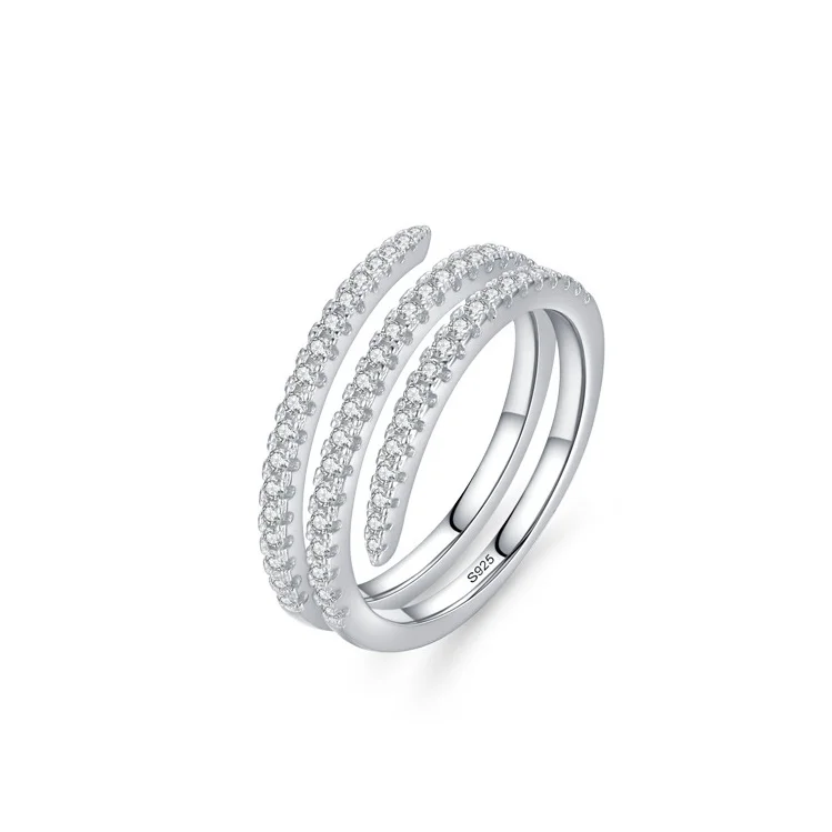 

S925 Sterling Silver Double-Layer Fashion Ring Female Light Luxury Design Zircon Jewelry