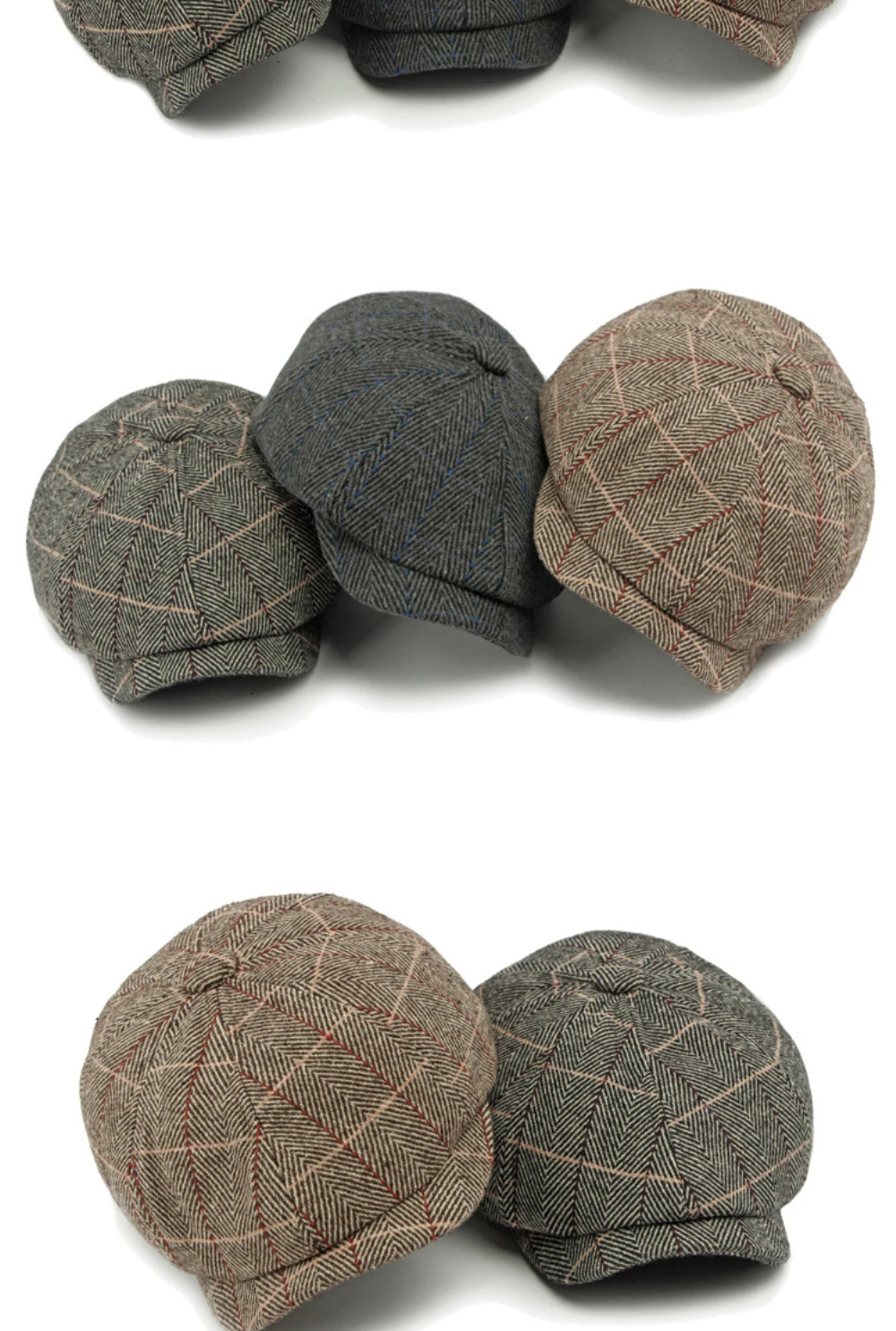HT4557 Männer Frauen Berets Neue Herbst Winter Hut Retro Achteckige Flache Kappe Künstler Maler Baskenmütze Hut Männlich Weiblich Plaid Ivy Baskenmütze Kappe – Detail 2