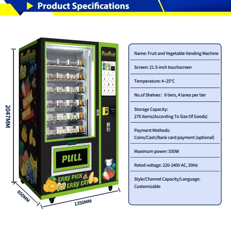 Refrigerated Bakery Vending Machine Cake Bread Toast Breakfast Pastry Sandwich Touch Screen Card Coin Payment OEM
