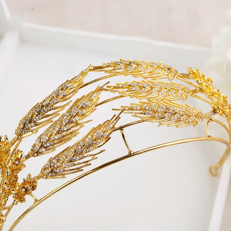 Luxury Zircon Bridal Tiaras Wedding Crown Wheat Headband Bridesmaid Hairband Hair Accessories  Jewelry