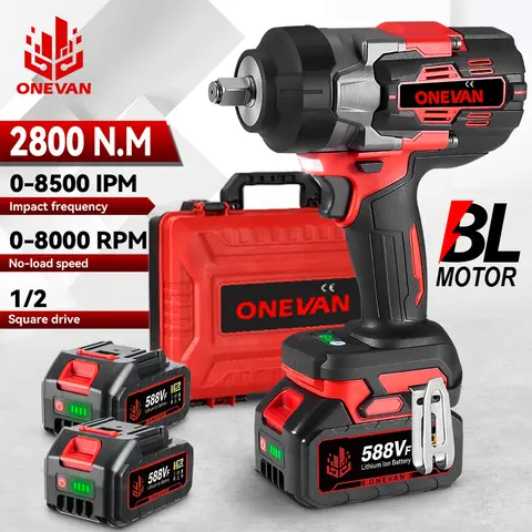 ONEVAN 브러시리스 2800N.M 토크 전동 임팩트 렌치 1/2인치 5단 무선 렌치 파워툴 (마키타 18V 배터리 핀 호환)