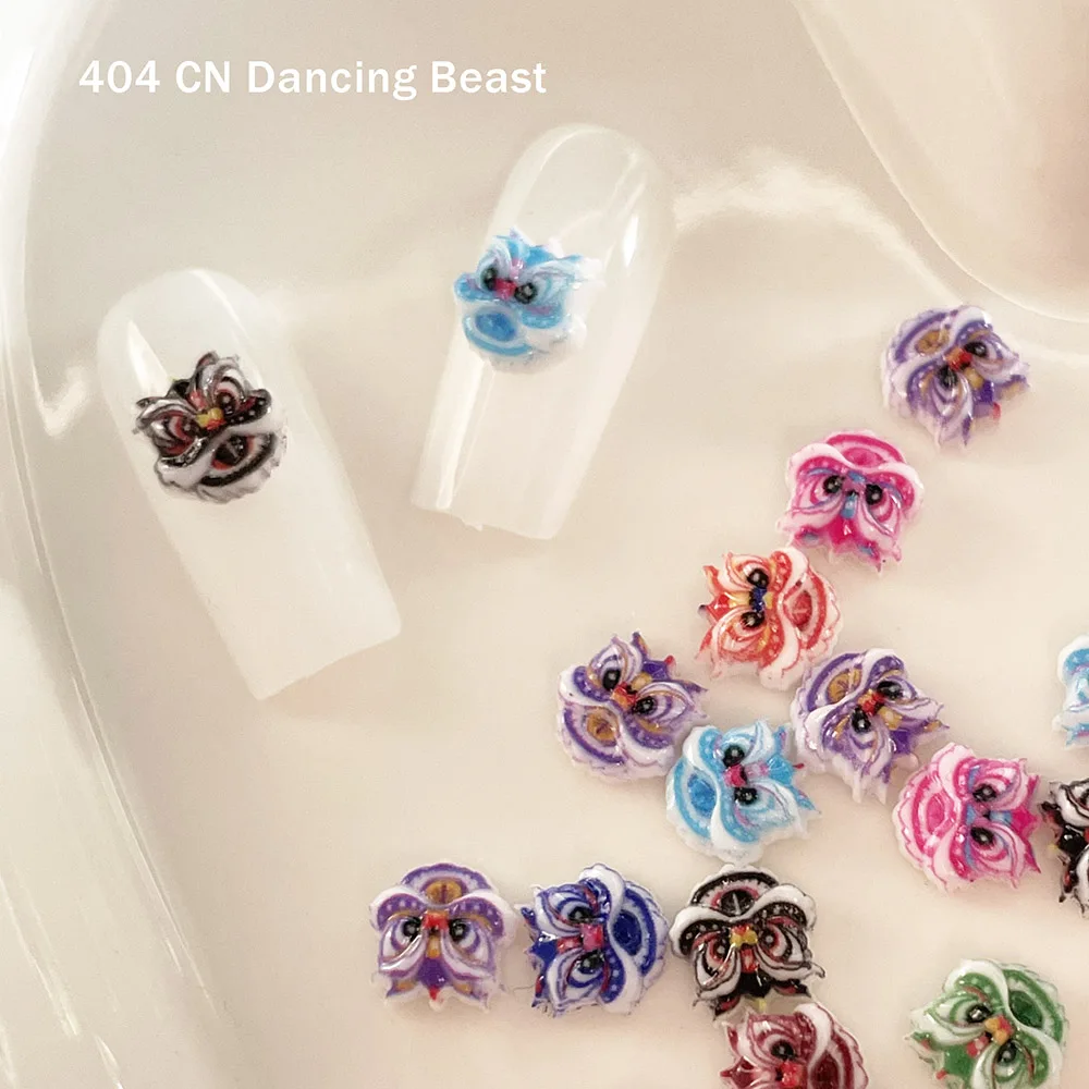 -CN Dancing Beast- Mini Mystery Animal Image Decorations Savage Kiyomi Awaken Lion Dance Resin Accessories DIY Nail Trinkets 404