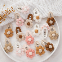 2Pcs/Lot Korean Handmade Sunflower Hair Clips for Baby Girls Crochet Hairpins Hairgrips Boutique Safety Knitted Kids Hair Bows