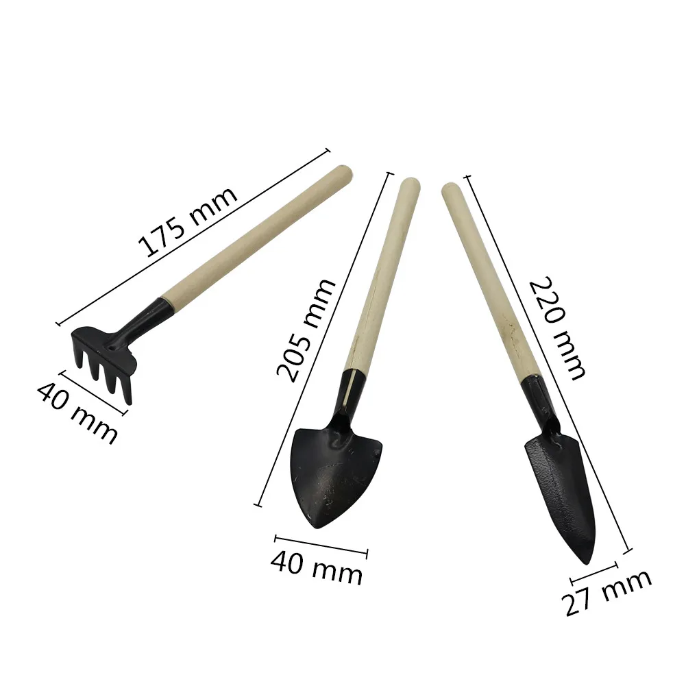 2Sets Seedling Plant Mini Cultivating Transplanting Kits Shovel Rake Spade Three-piece Garden Succulent Transplant Drilling Tool