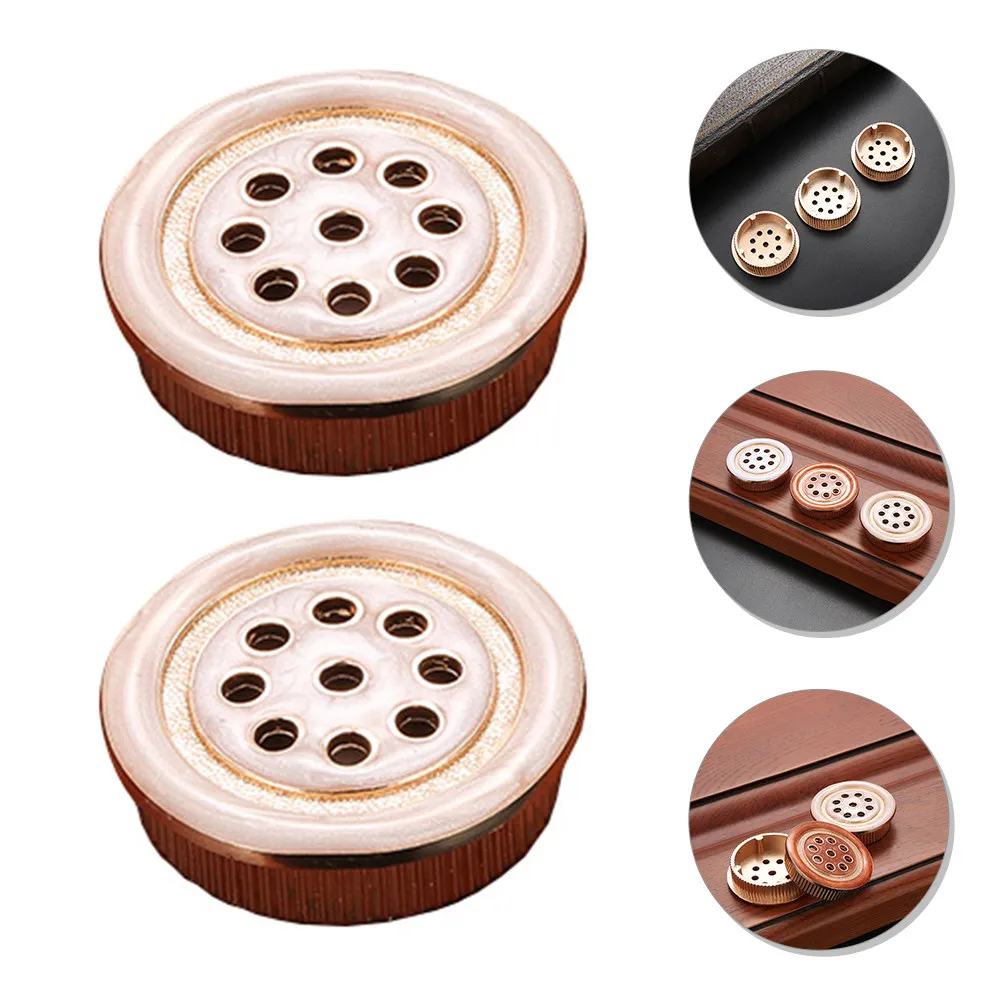 2Pcs Zinc Alloy Round Air Vent Cover for Cabinet Wardrobe Furniture Honeycomb Design Anti-Rust Corrosion Resistant Soffit