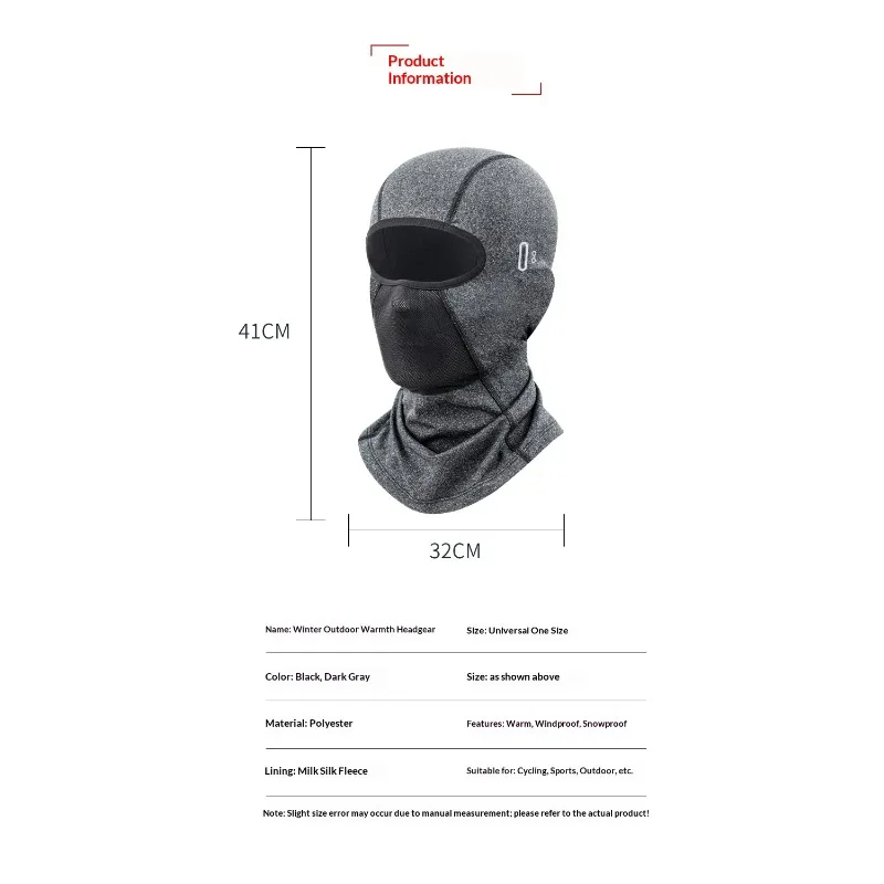 Cold Autumn Winter Thermal Fleece Windproof Motorcycle Head Scarf Neck Warmer Face Mask for Skiing, Cycling & Outdoor Sports