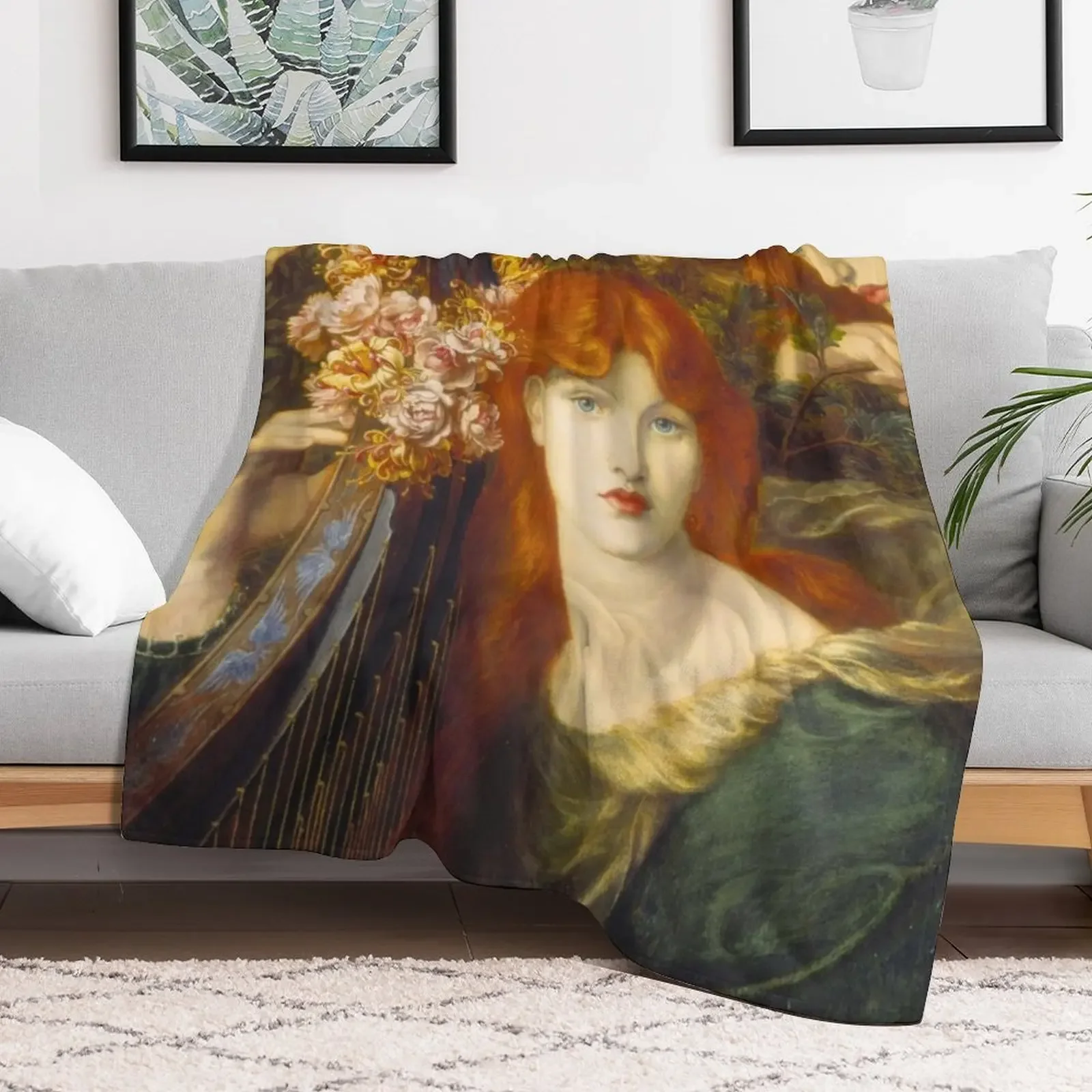 La Ghirlandata (1873) by Dante Gabriel Rossetti Throw Blanket Cute Plaid Giant Sofa Beautifuls Thermals For Travel Blankets