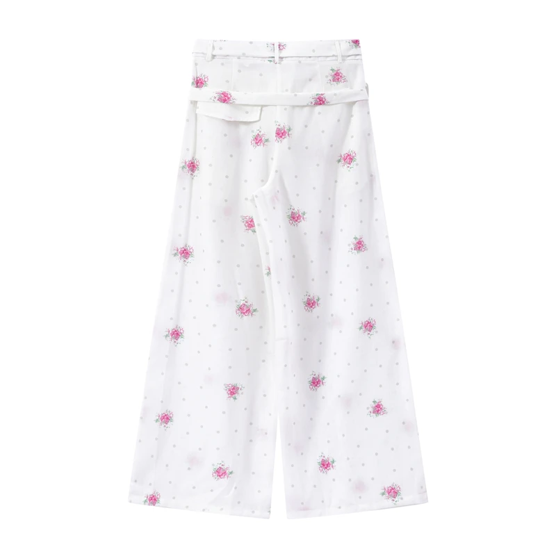 Eleganter bedruckter Damen-Westen-Hosenanzug, ärmelloses Oberteil mit Blumenmuster, plissiert, weit geschnittene Hose, Damen-Set, Sommer-Herbst 2026, Damen-Sets – Detail 23