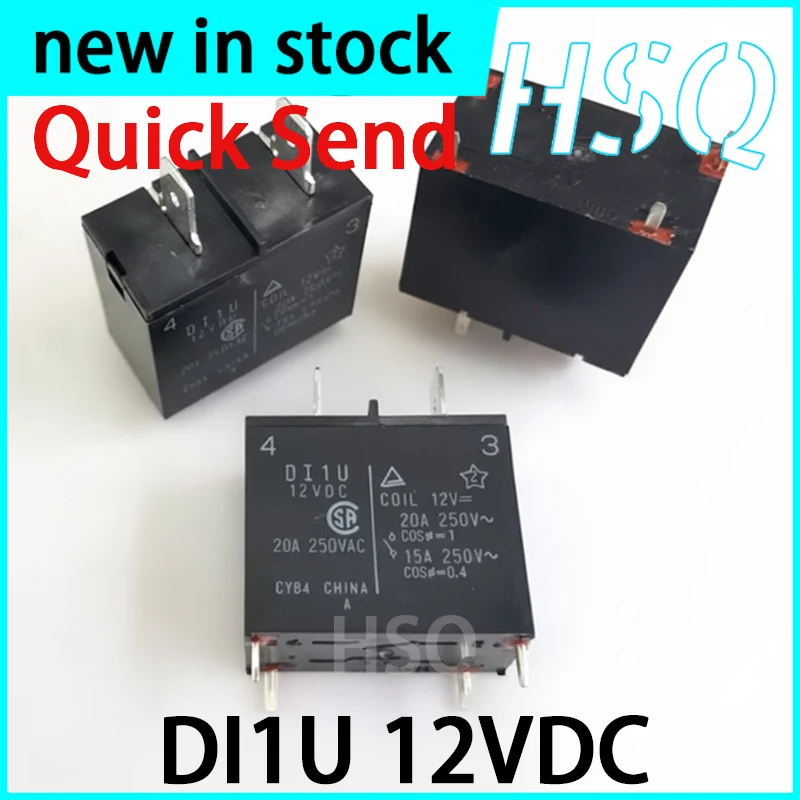2PCS New DI1U 12VDC 4-pin 2-pin 20A Set of Normally Open Relays