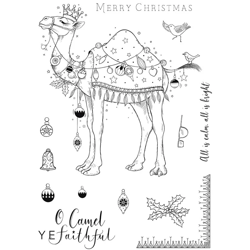 

O Camel Ye Faithful Clear Stamps Christmas Lights Ornaments Transparent Silicone Stamp for Scrapbooking Paper Cards Making X15