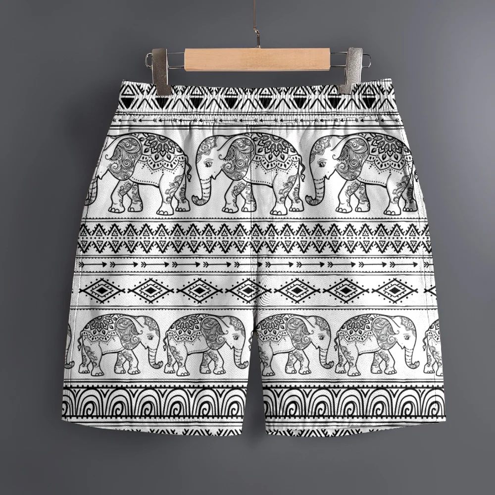 Short de plage de style hawaïen pour hommes, imprimé motif éléphant 3D, pantalon court extérieur décontracté, short de bain cool pour les vacances d'été, 2024