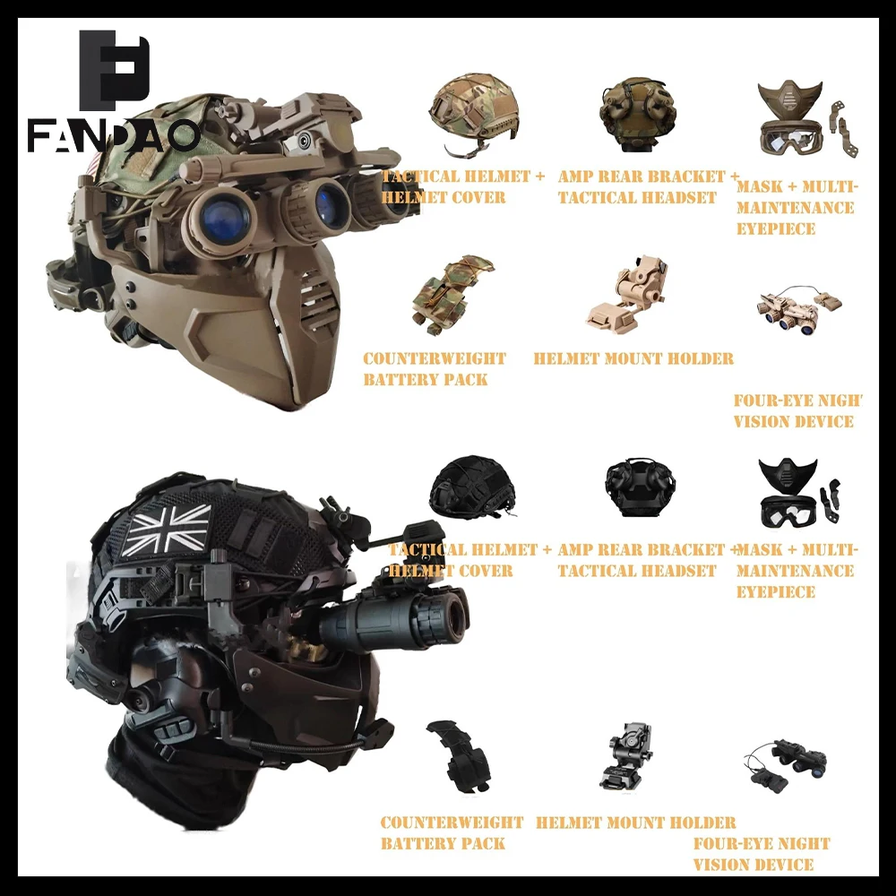 

Tactical Helmet Set Ghost Recon Wargame Cosplay Gear with Goggles NVG Model Mask Communication Headset for CS Airsoft Shooting