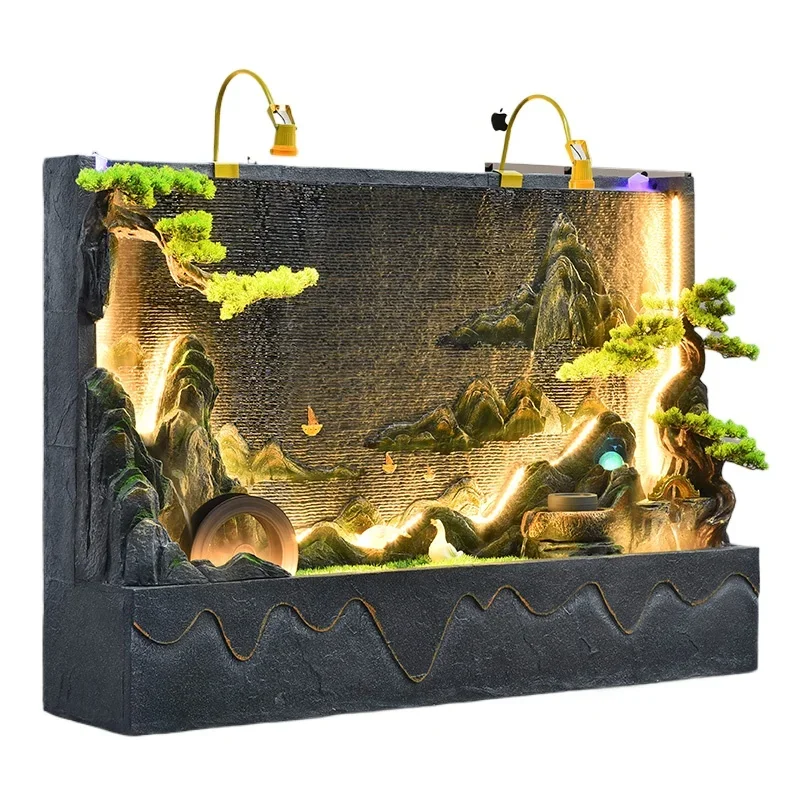 

Rockery, flowing fountain, living room, courtyard, floor-to-ceiling water curtain wall,