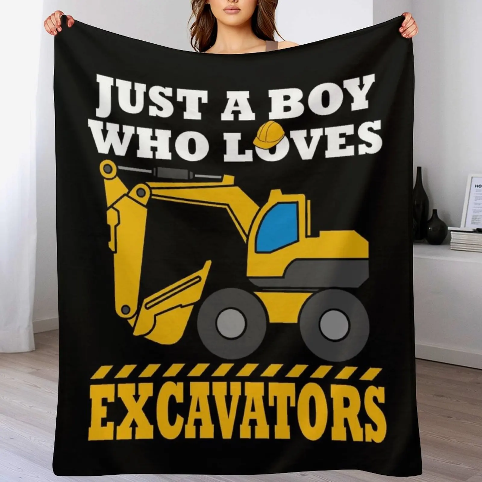 Excavator Shirts For Boys Excavator Gifts Kids Excavator Throw Blanket Furry Travel for winter Blankets For Baby Blankets