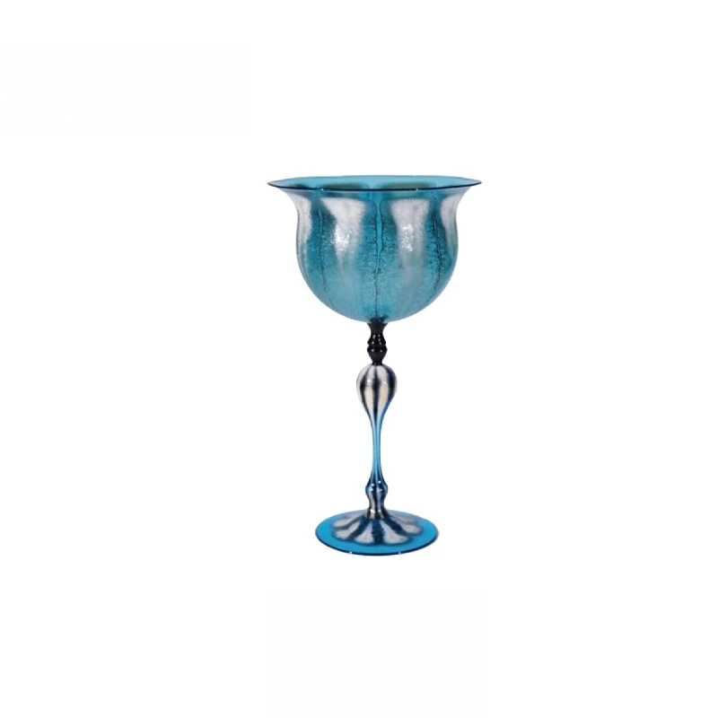 

Italian niche artist purely hand-blown art glass wine glass