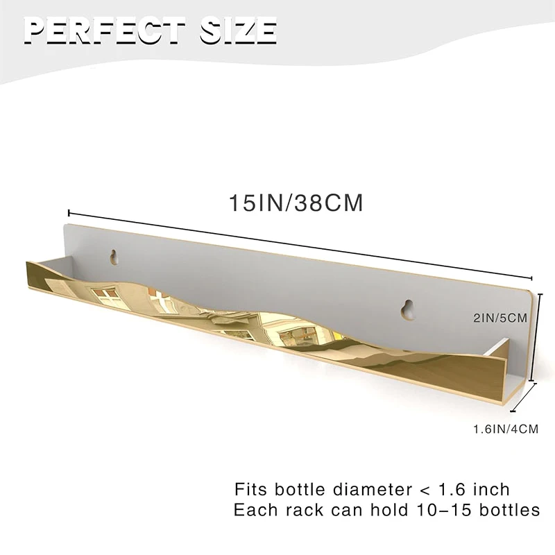 2 ชิ้น 15 "เล็บ Rack ติดผนังชั้นวางทองเงินอะคริลิค Organizer อุปกรณ์เล็บสําหรับเล็บ Techs, จอแสดงผลที่ยอดเยี่ยม