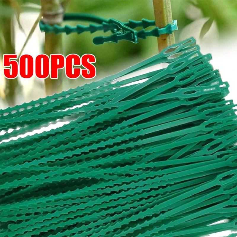 500/10PCS Reusable Garden Cable Ties Self-locking Plastic Tie Adjustable Plant Support Shrubs Fastener Zip Loop Wire Wrap