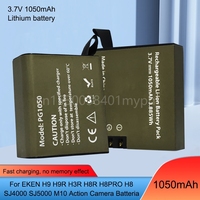 1050mAh PG1050 Rechargeable Battery For SJCAM SJ4000 SJ5000X EKEN H9 H9R H8R H8 action Camera M10 H3R H6S H5S Plus
