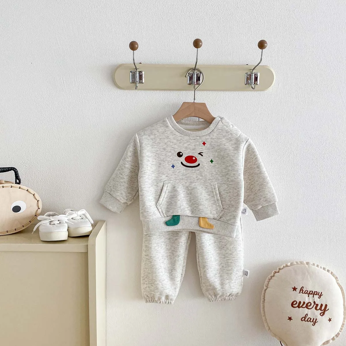 سترات بأكمام طويلة كرتونية لطيفة للغاية للخريف والشتاء للأولاد والبنات مع بنطال ملون بدلة مكونة من قطعتين، للأولاد للربيع والخريف #3