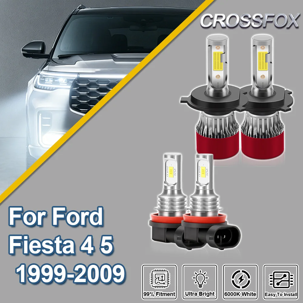 

CROSSFOX For Ford Fiesta 4 5 1999-2009 Canbus High Low Beam Car LED Headlight Bulbs Turbo Ultra Bright Auto Fog Lamp Ampoules