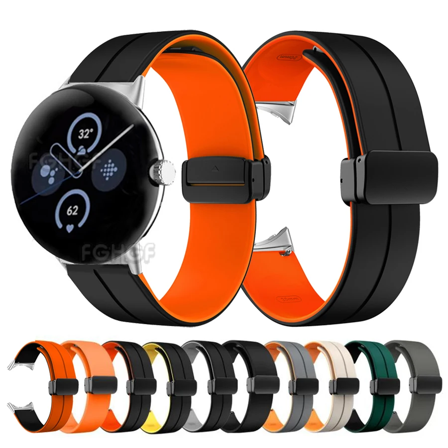 For Google Pixel Watch 3 41 45mm Strap Silicone Replace Wristband Bracelet For Google Pixel Watch 2 Band Correa Magnetic Buckle