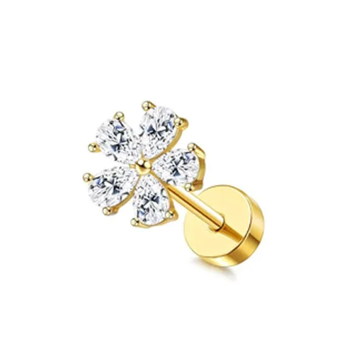 Gold Flat Back Stud Earrings for Women