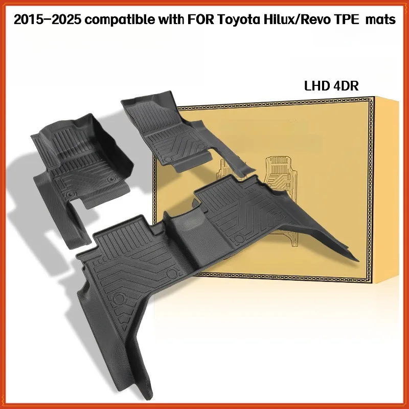 TPE Floor Mats Compatible with For 2015-2025 Toyota Hilux Revo 4DR LHD Full Coverage Waterproof Accessories