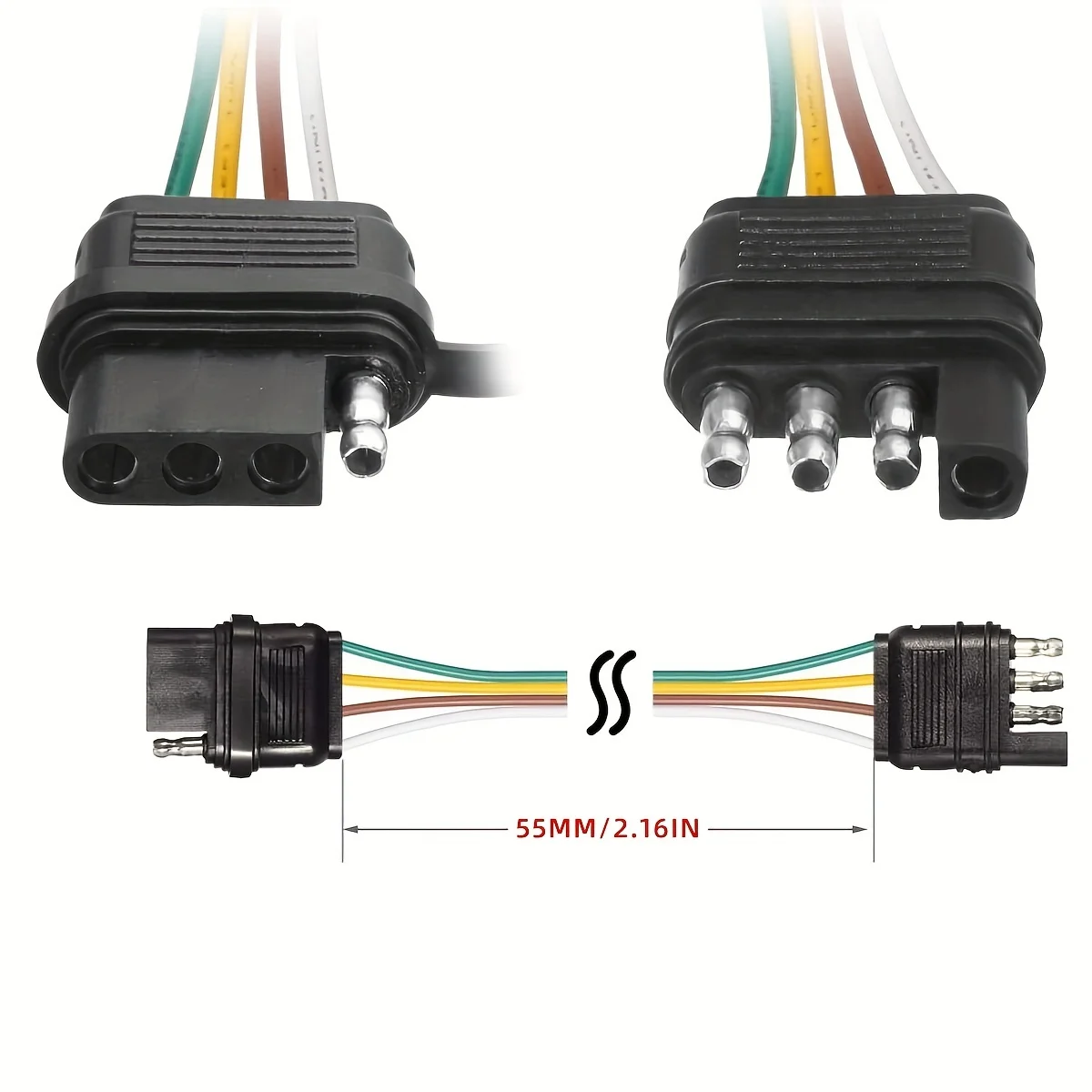 4-Pin USA Style Hitch Light Trailer Wiring Harness Extender - Heavy-Duty PVC Material, 36V Operating Voltage, Rear Mount, Room