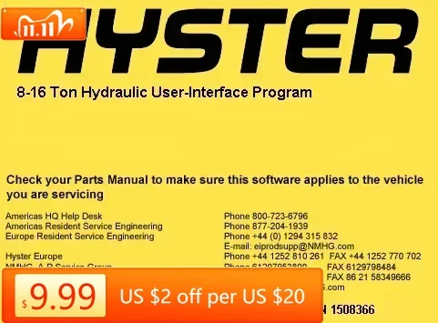 

TruckEPC Hyster 8-16 тонн гидравлическая программа пользовательского интерфейса v4.2