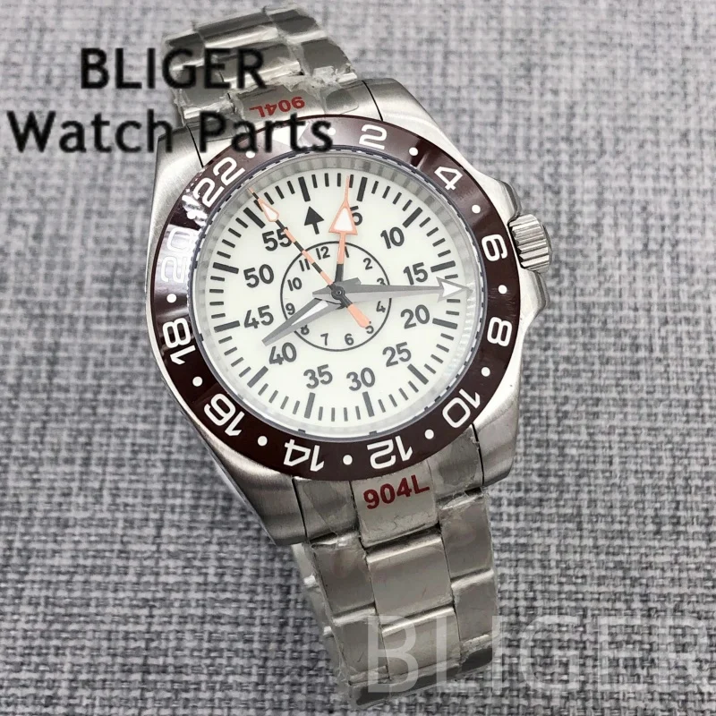 BLIGER GMT NH34 40Mm Jam Tangan Menyelam Otomatis Pria Kaca Safir Bezel Keramik Tetap Lume 10ATM Tali Karet/Baja Tahan Karat