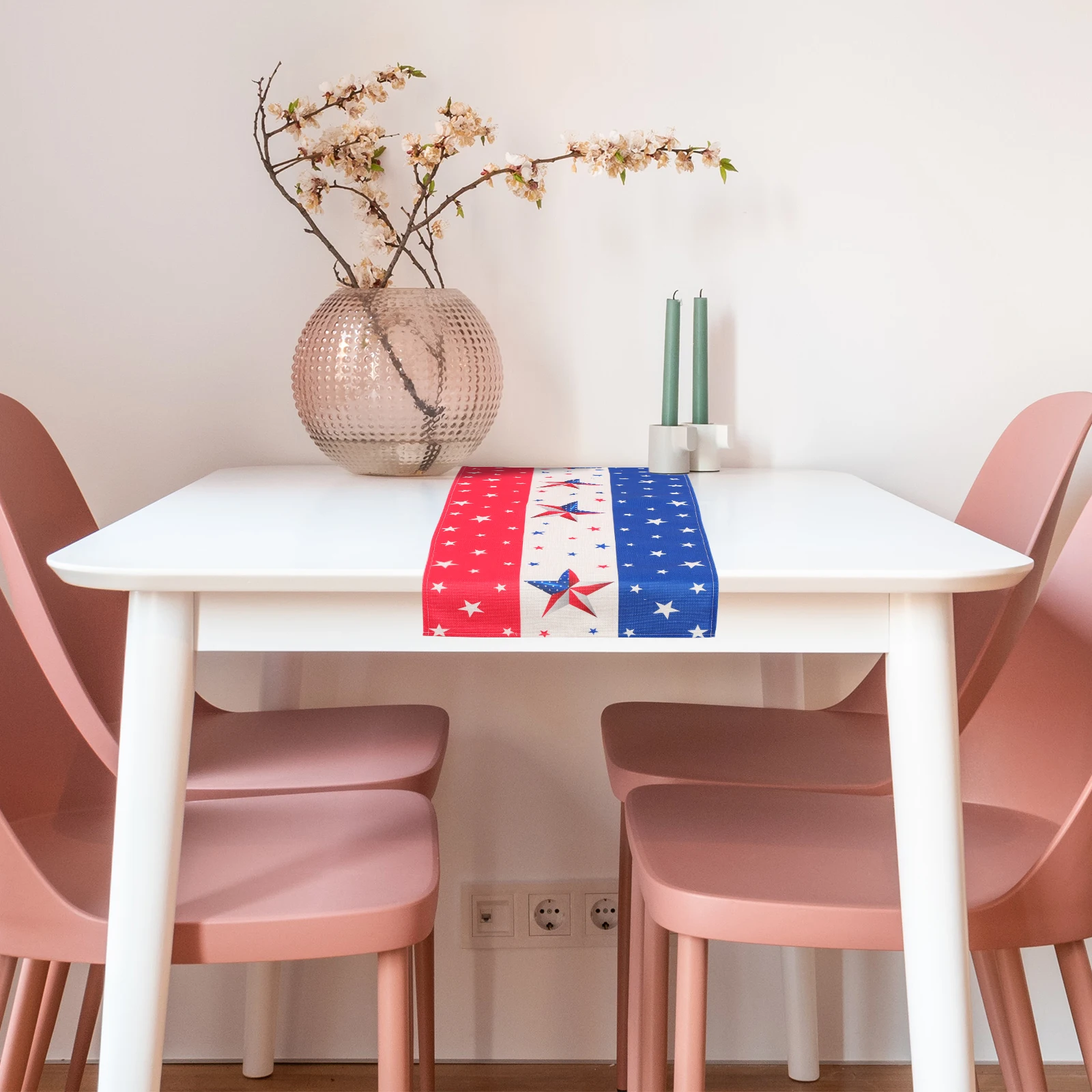 

American Flag Table Runner Linen Party Supplies Independence Day Tablecover Reusable Washable Home Hotel Decoration Bright