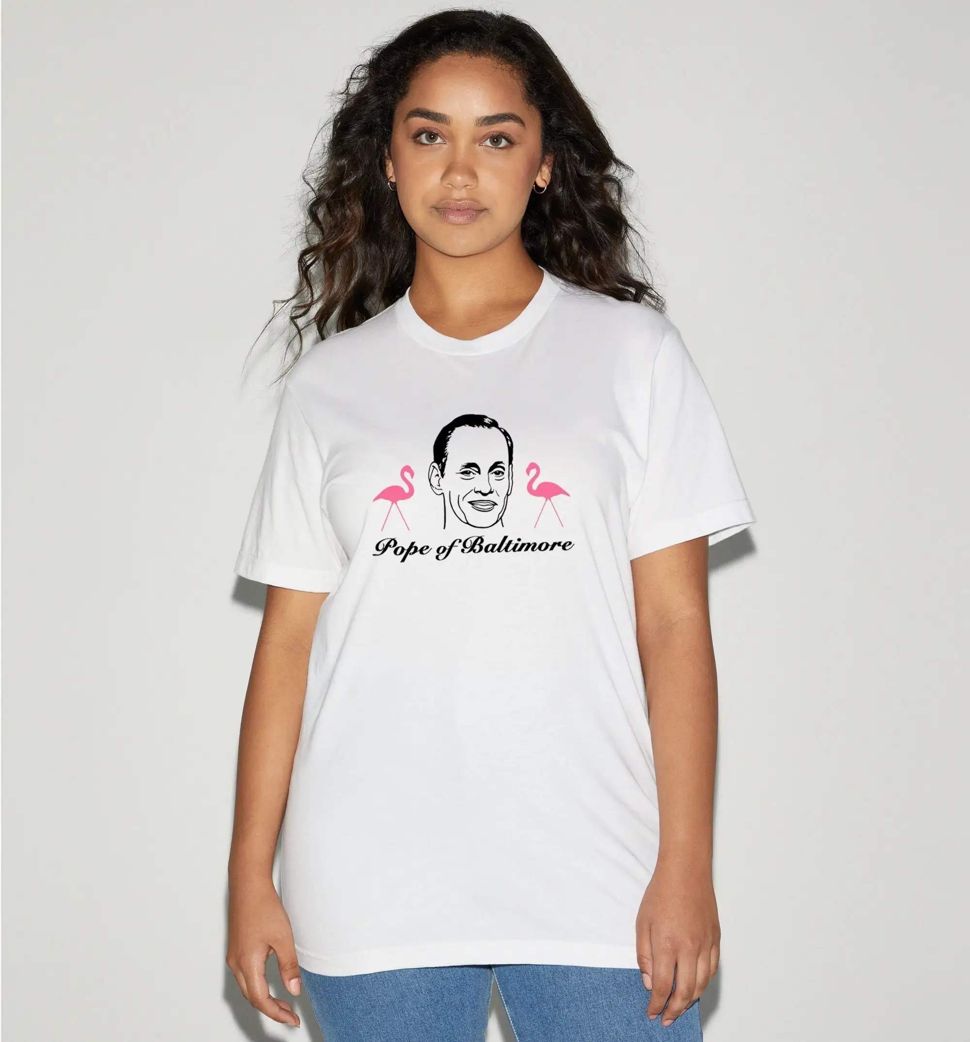 John Waters portrait 'Pope of Baltimore' T Shirt cult film director movie lover gift pink flamingos