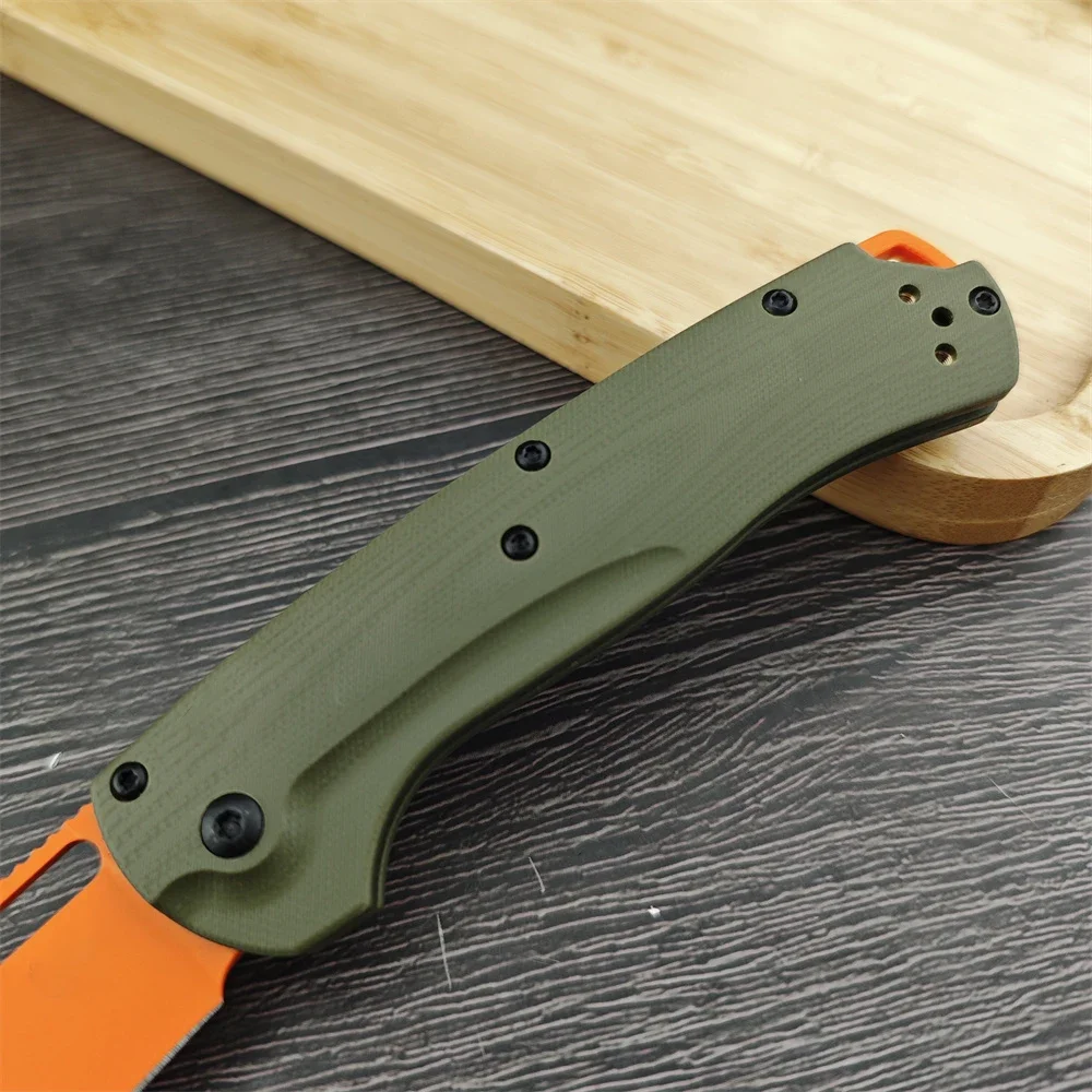 Sharp Tactical BM 15535 Folding Knife Orange Drop Point Blade  G10 Handle Hunting EDC Tools Outdoor Self Defense Knives with Box