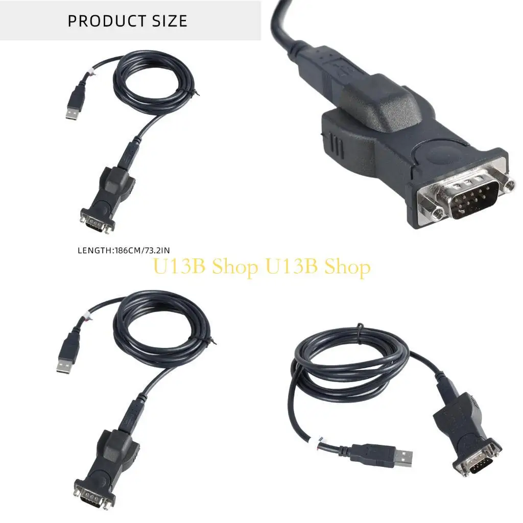 U13B USB to RS232 Adapter USB Male to RS232 DB9 Male Serial Converter Cable for Cashier Register Modem Scanner Digital Camera