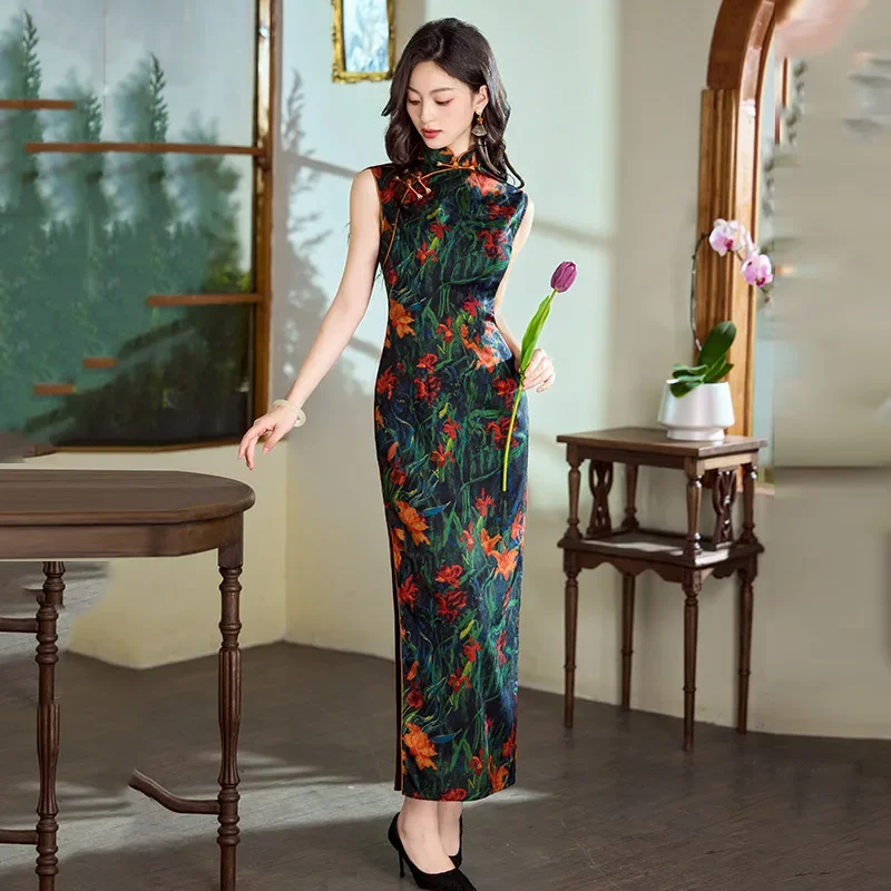 

Sleeveless New Chinese Night Shanghai Long Qipao Improved Young Style 2025 Women's Retro Summer Dress
