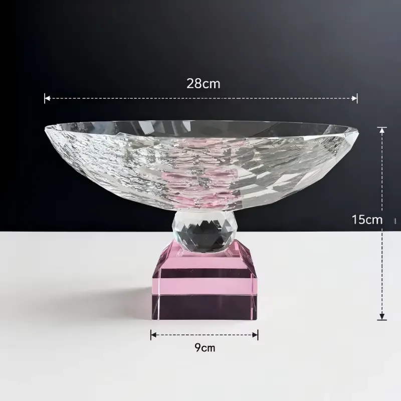 Elegant modern tall crystal candy tray, multi-colored base optional, decorative glass storage tray, wedding banquet party