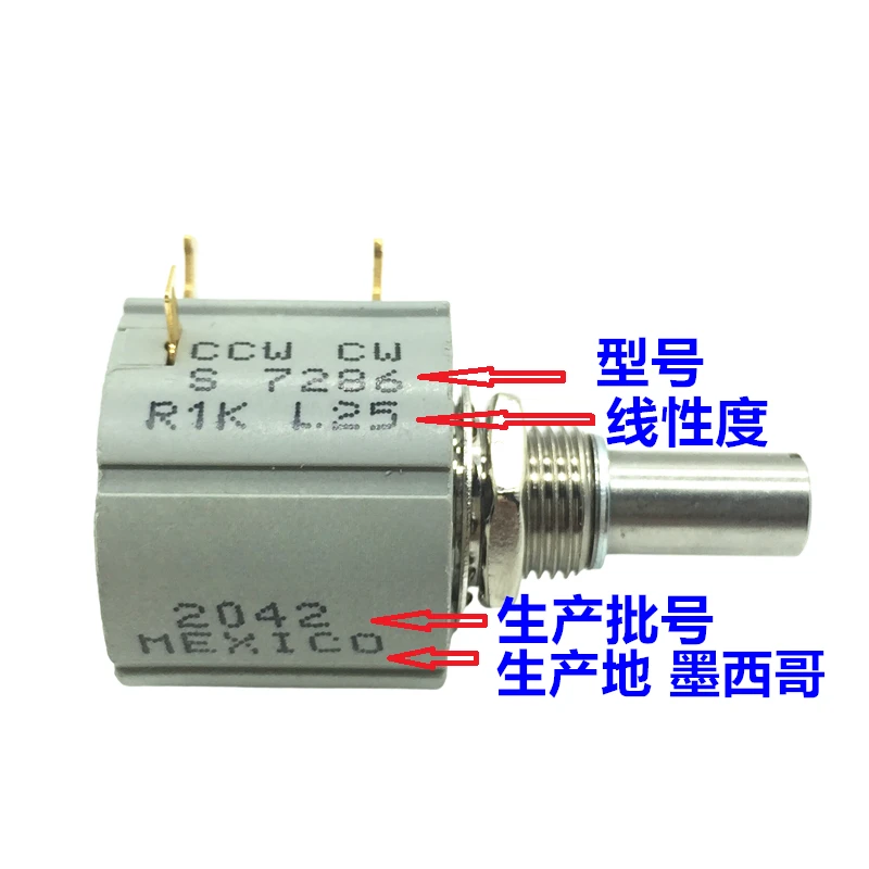 Wire wound potentiometer 7286 R1K 2K 5K 10K 20K L.25 10 turns