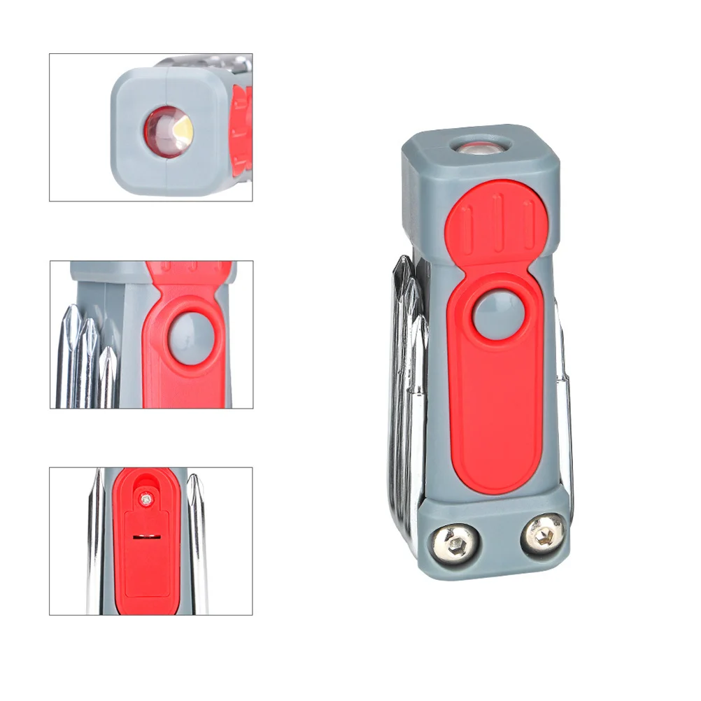 

Steel Mini Precision Screwdriver Portable LED Light Dual Use Flashlight Outdoor Electric Torch Multifunctional Red