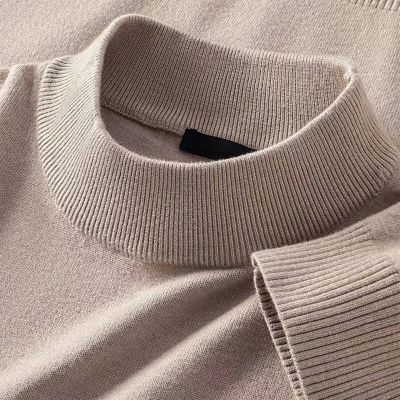 

Осенний мужской свитер с воротником-стойкой, однотонный простой стиль, повседневный приталенный крой, теплые эластичные пуловеры, классический уютный трикотаж