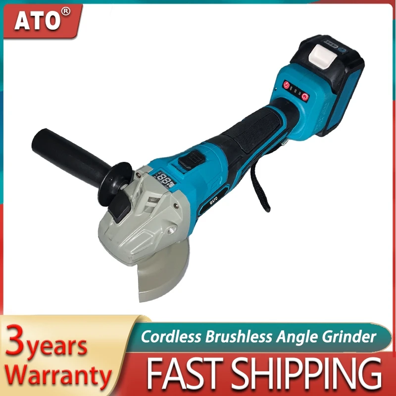 ATO Brushless Electric Grinding Machine Speed Cutting Wood working Power Tool Cordless Angle Grinder for Makita 18V Battery