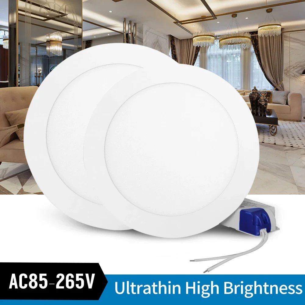 Ultrathin LED Downlight LED Round Panel Light 3W 6W 9W 12W 15W 18W 24W Led Ceiling Recessed Grid Lamp Nature Lighting 110V 220V