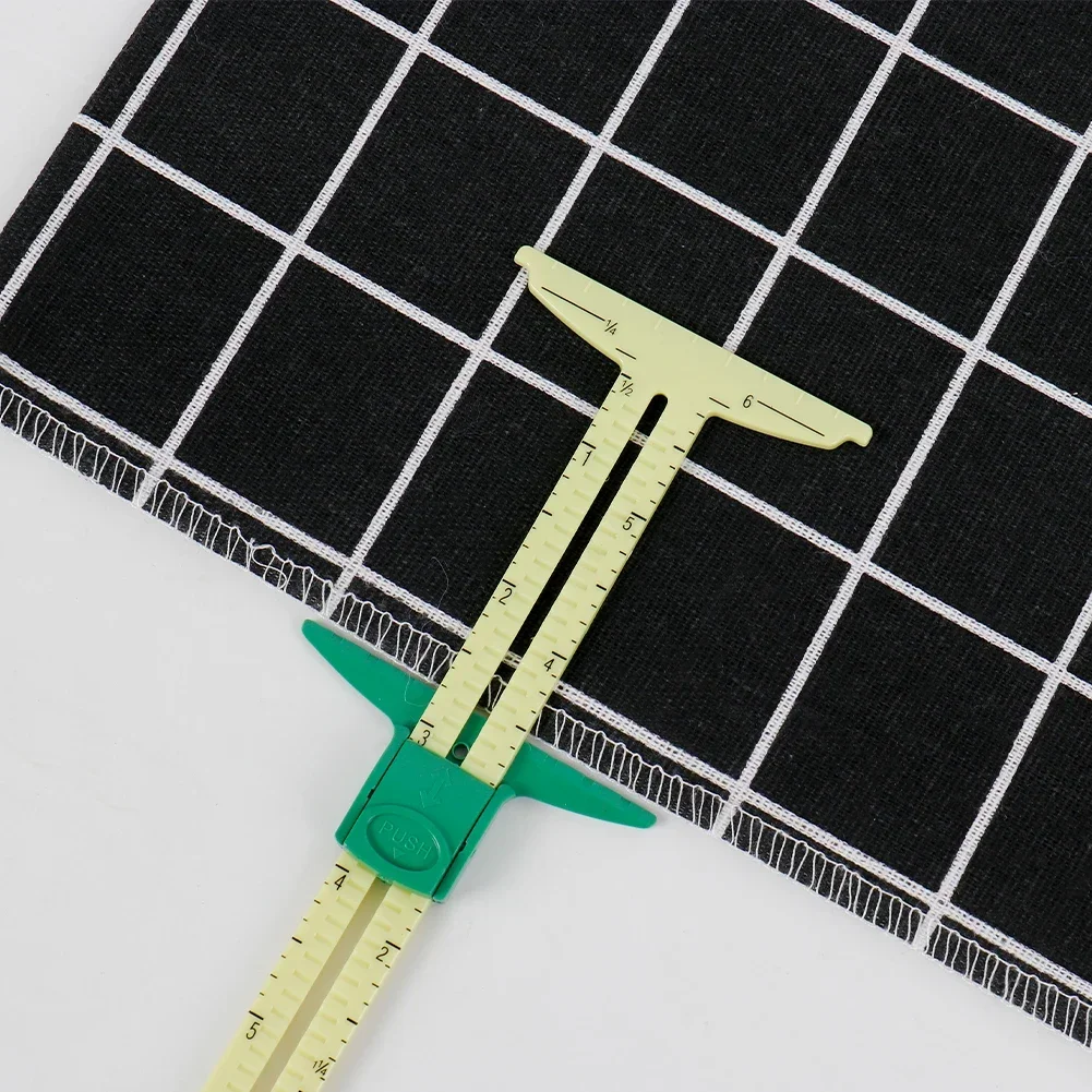 5-IN-1 Sewing Seam Ruler Measuring Gauge Patchwork Quilting Tailor Ruler Sizer Helper Aluminum Plastic Sliding Gauge