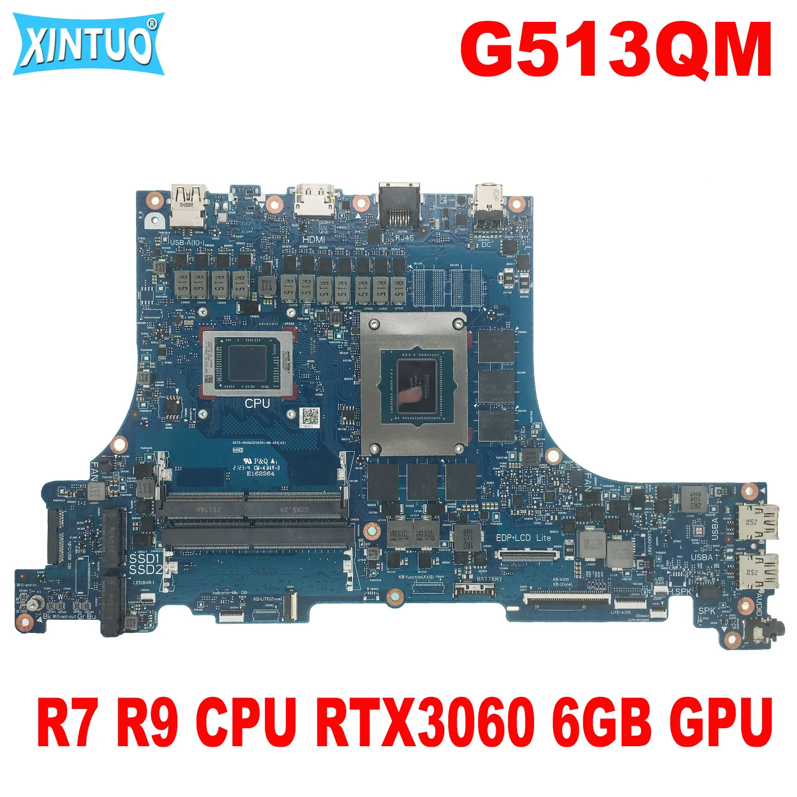 G513QE Mainboard UNTUK ASUS G513 G513Q G513QM G513IC G513IH PX513IC mainlaptop Mainboard dengan R7 R9 CPU RTX3050Ti/RTX3060 GPU