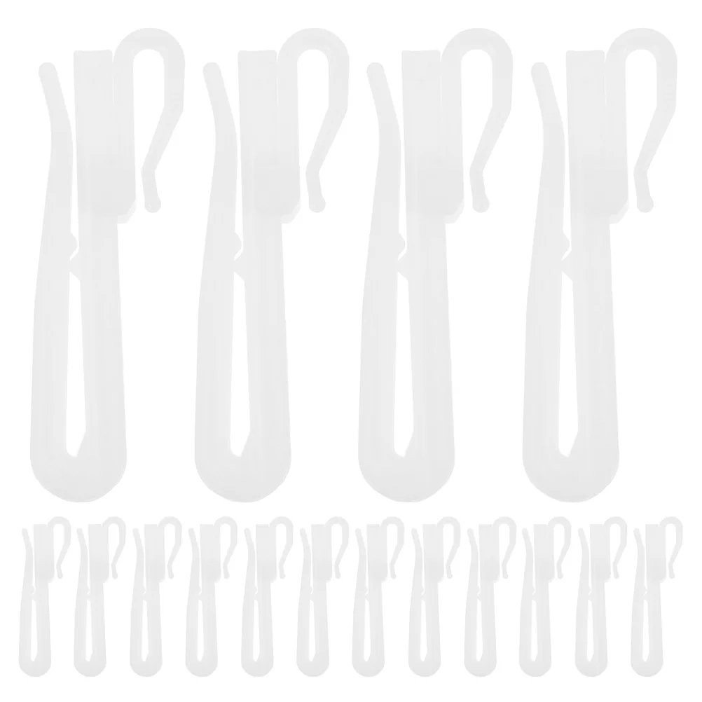 

80pcs Curtain Hooks Adjustable White Plastic Roller Clips for Eyelet Poles Net Gazebo Track Hanging Fixings