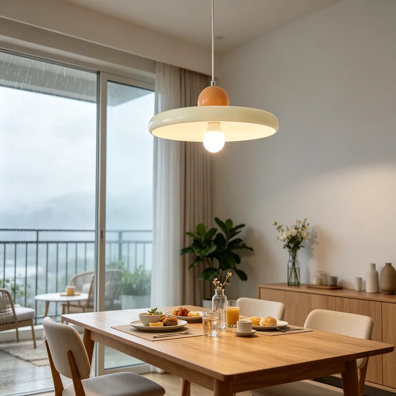 Flying Saucer Shaped Chandelier French Minimalist Cream Style High-end Internet Celebrity Lamp for Home Dining Room