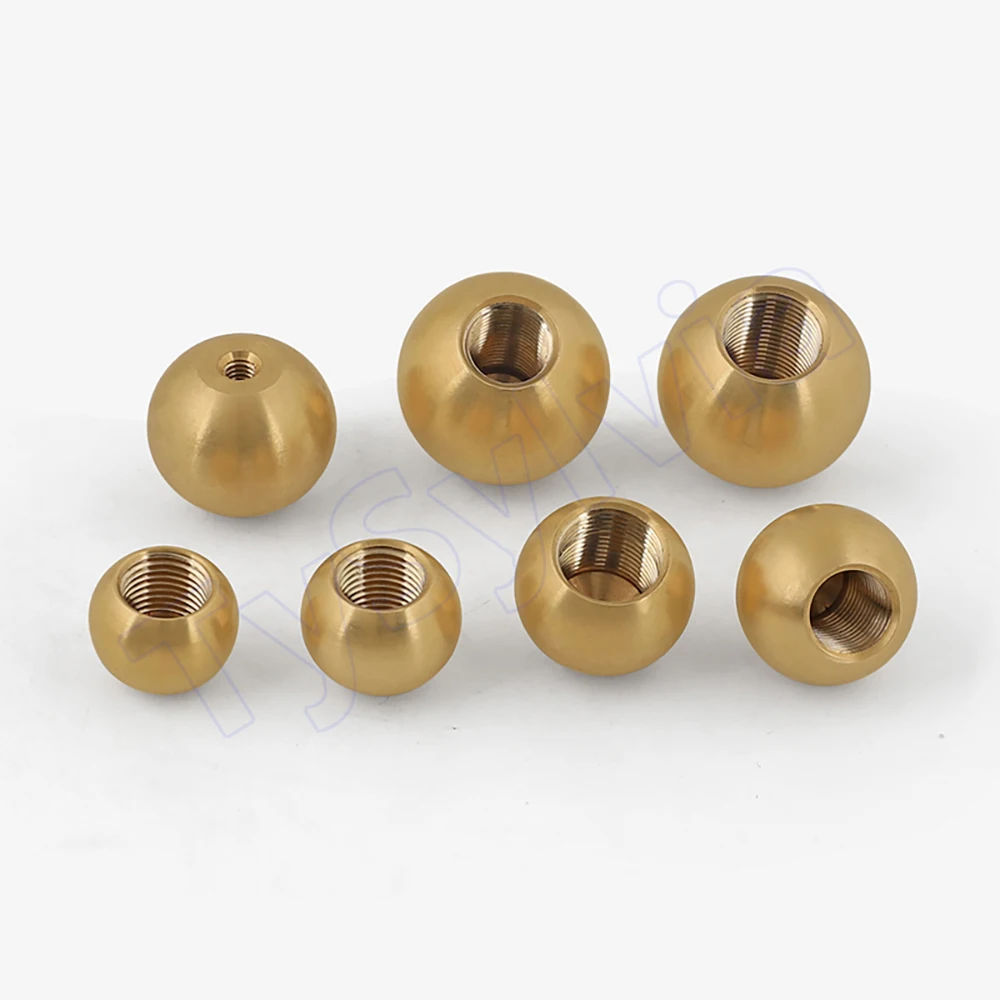 OD 6mm-25mm Brass Thread Balls - M3-M12 Internal Thread Spherical Nut, Solid Half-Hole/Blind Hole Pure Copper Thread Ball