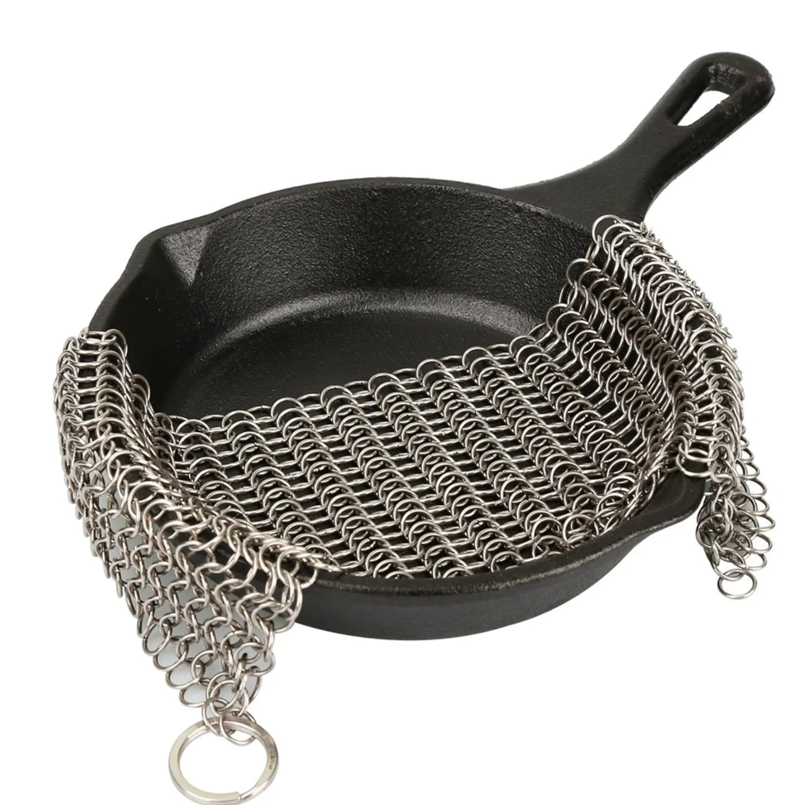 3-Größen-Reiniger aus Gusseisen für die Küche, Rost, Topf, Pfannen, Reinigung, Wäscher, Stahl, Rostentferner, Schaber, Bürsten-Set, Metall-Reinigungsbürste
