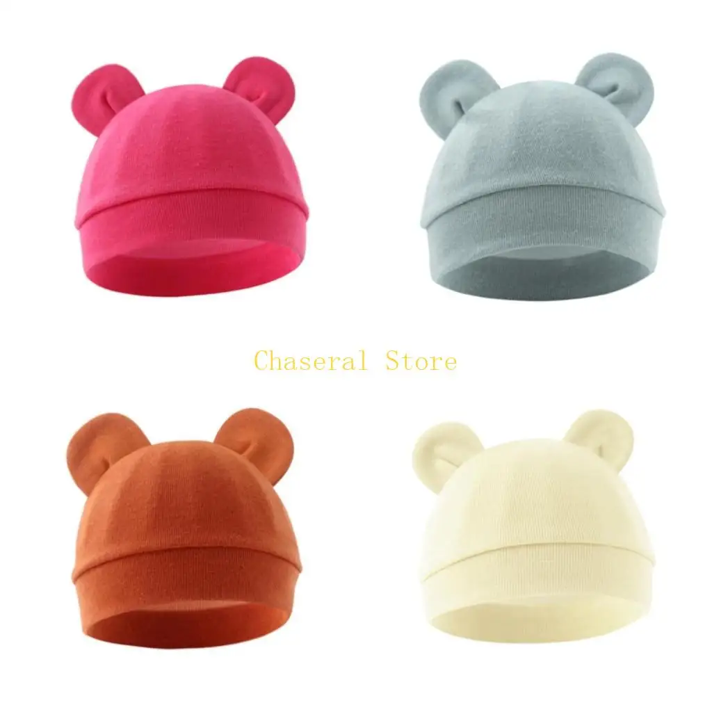 

E7CE Cotton Newborns Bonnet 0-3 Months Baby Fetal Caps Spring Thin Infants Head Protectors Hat for Daily Wear & Hospital