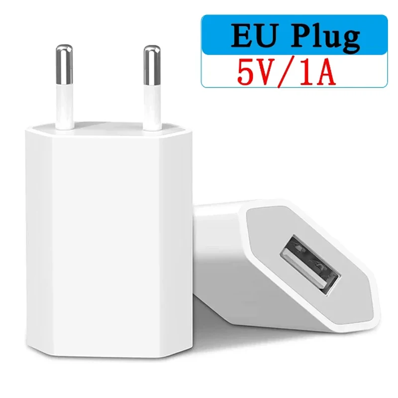 Caricatore USB 5V 1A Testa di ricarica da parete da viaggio Adattatore per caricabatterie per telefono cellulare Spina europea portatile per iPhone